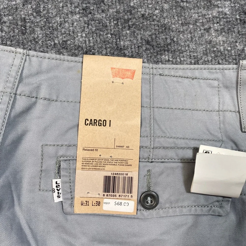 Levis Cargo I Relaxed Fit Pants Grey Twill Multi Pocket Mens 31x30 NEW